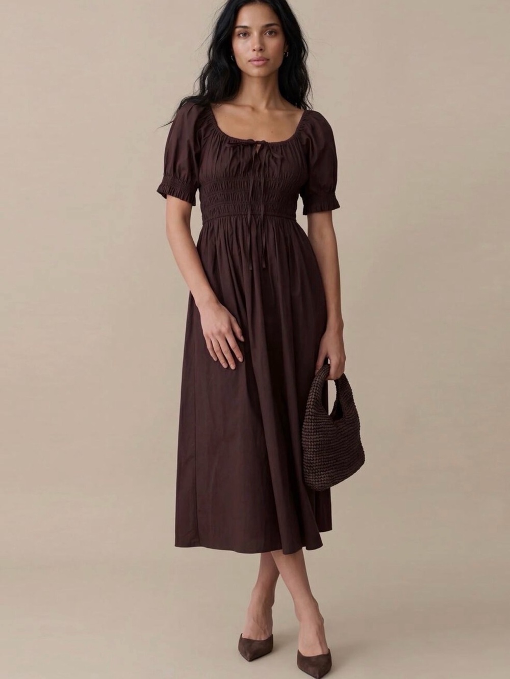 Few Moda | Sorella Atelier Fenella Cotton Dress in Dark Brown